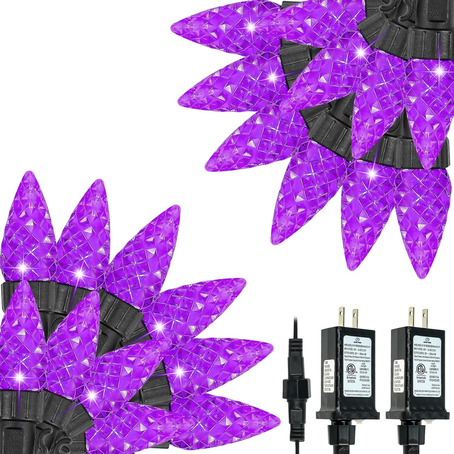2 Pack C6 Halloween Lights Outdoor Indoor, Total 200 LED 66 FT Connectable Halloween String Lights with Timer & 13 Modes, Waterproof Twinkle Light for Porches Tree Horror Party Decorations (Purple)
