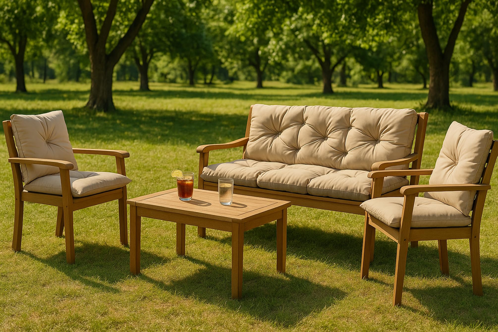 Sitzkissen für Hollywoodschaukel - Sitzbank mit Rückenlehne - Gartenschaukel Kissen - Bankkissen Outdoor (160 x 60 x 50, Beige)