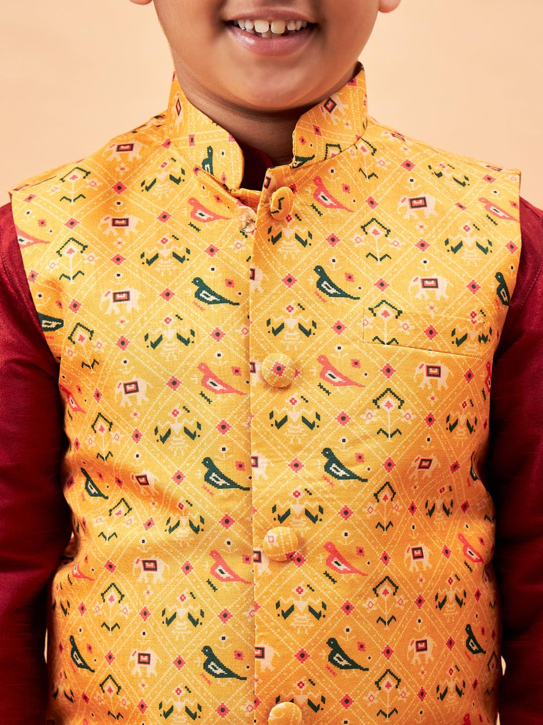 JBN Creation Boys' Yellow Nehru Jacket 3