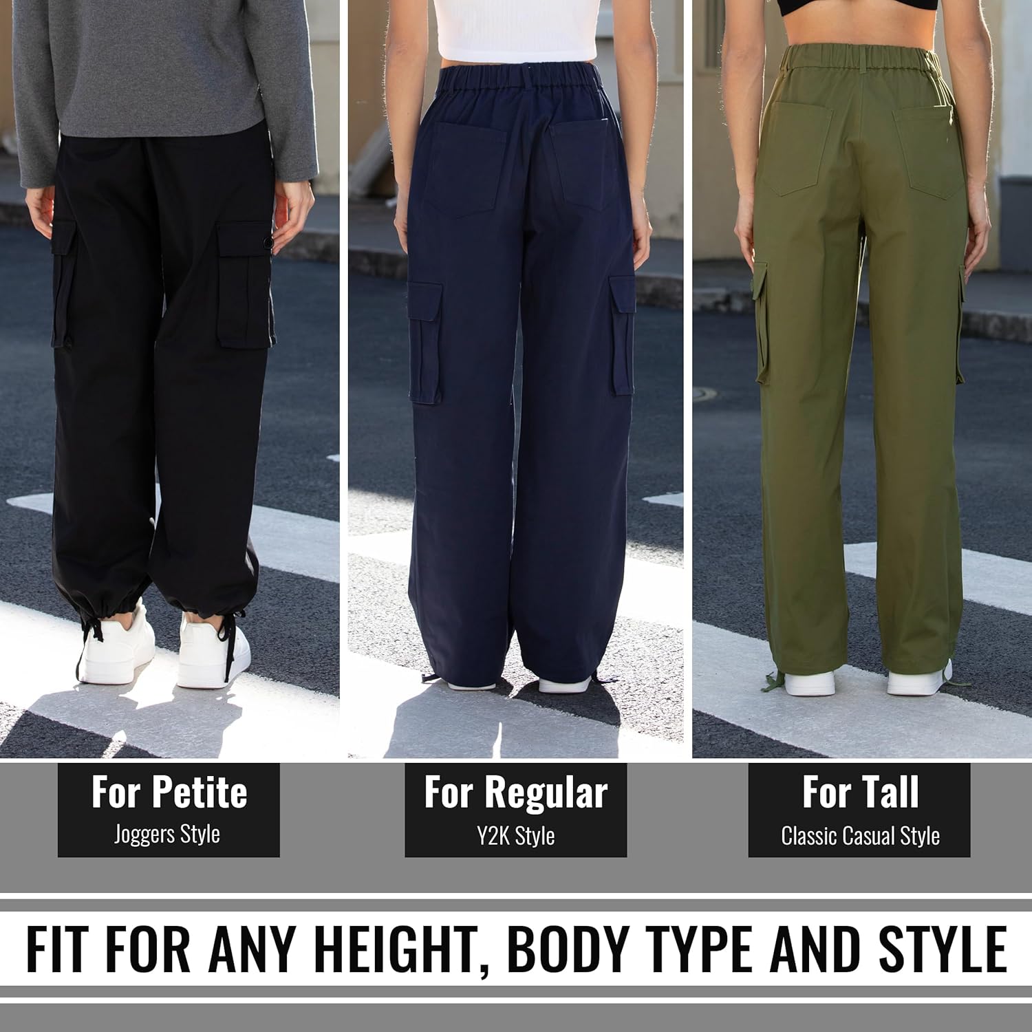Cargo Pants for Women High Waisted Women's Y2K Baggy Casual Pants with 6 Pockets and Elastic Waist - Image 5