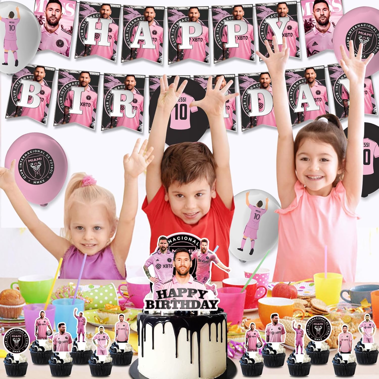 Soccer Star Birthday Party Decoration, Include Happy Birthday Banner, Cake Topper, Latex Balloons, for Soccer Theme Fans, Kids Party Supplies