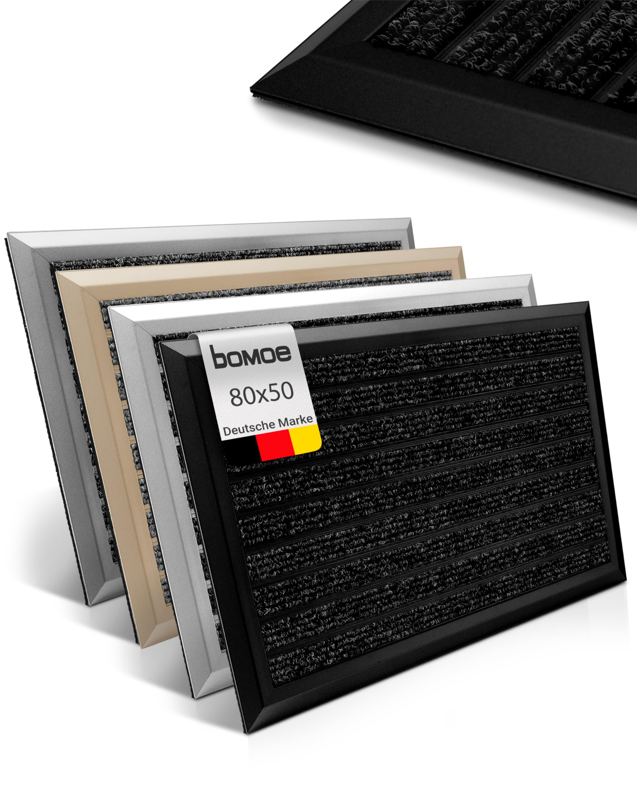 bomoe Fußmatte Außen rutschfest Rostfrei Fussabtreter Aussenbereich | 50x80cm Anthrazit Outdoor-Fußmatte Eingang Fußabstreifer Gitter Fusmattenteppich Türmatte Sauberlaufmatte AluGant