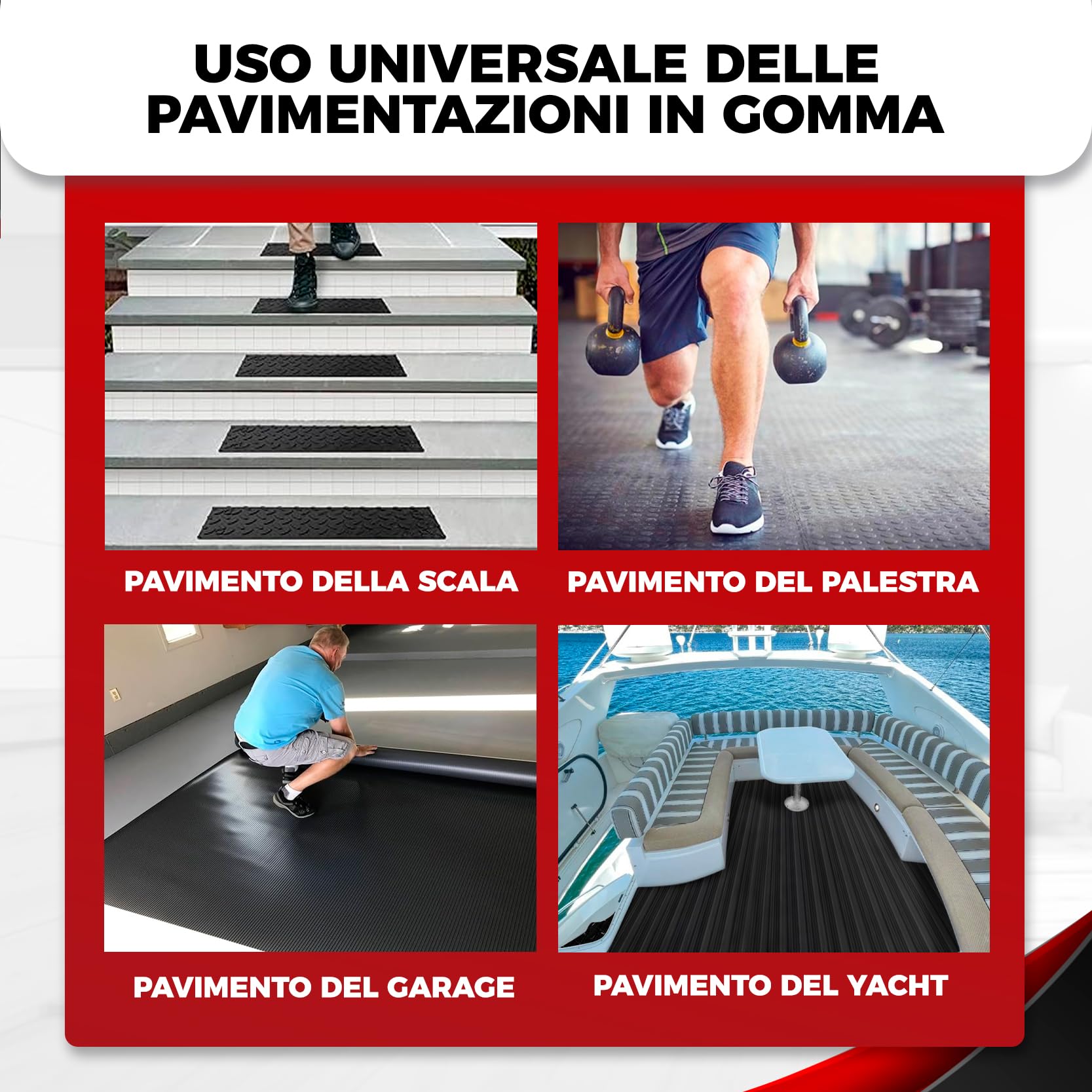Gomma Antiscivolo | Tappeto Gomma 1m Larghezza x 2m Lunghezza | Pavimento Garage | Tappeto in Gomma | Tappeto Gommato | Rotolo Gomma | Pavimento Palestra | Tappeti | Tappetini in Gomma per Auto | Nero
