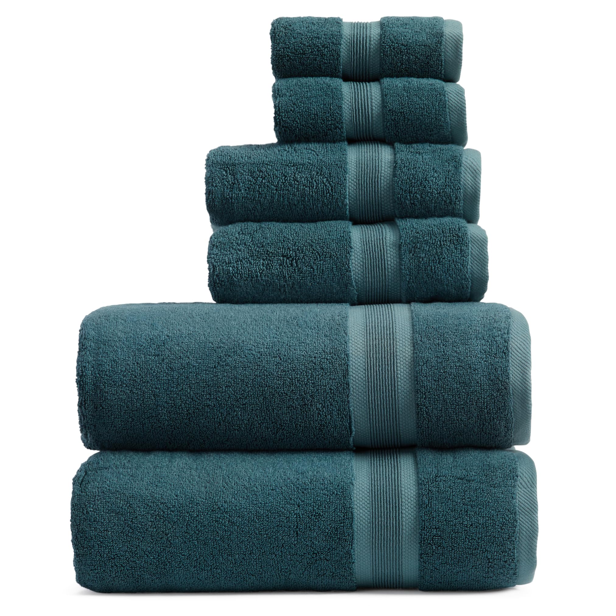 Springtree Home Luxury Viscose from Bamboo Bath Towel Set 6 Piece Set | 35% Viscose from Bamboo - 65% Cotton | Absorbent Quick-Dry Towels for Bathroom