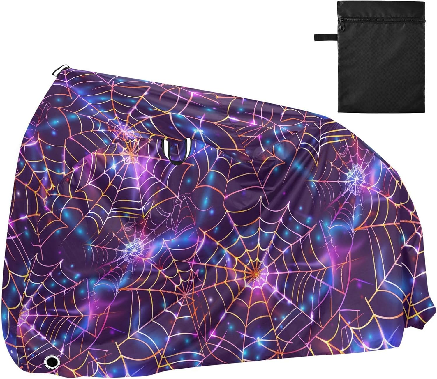 ALAZA Halloween Purple Spider Bike Cover Waterproof Outdoor Ebike Bicycle Covers Tarp Protection for 1/2 Bikes, Sun UV Dust Wind Proof