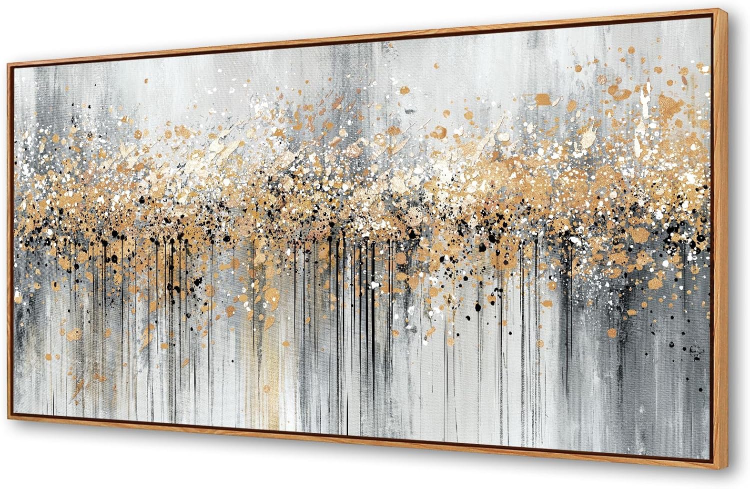 XXMWallArt WKFC4062 Abstract Wall Art Canvas Wall Art Abstract Art Paintings Gold Foil Golden White Flower Canvas Print Artwork For Living Room Bedroom Kitchen Home and Office Wall Decor