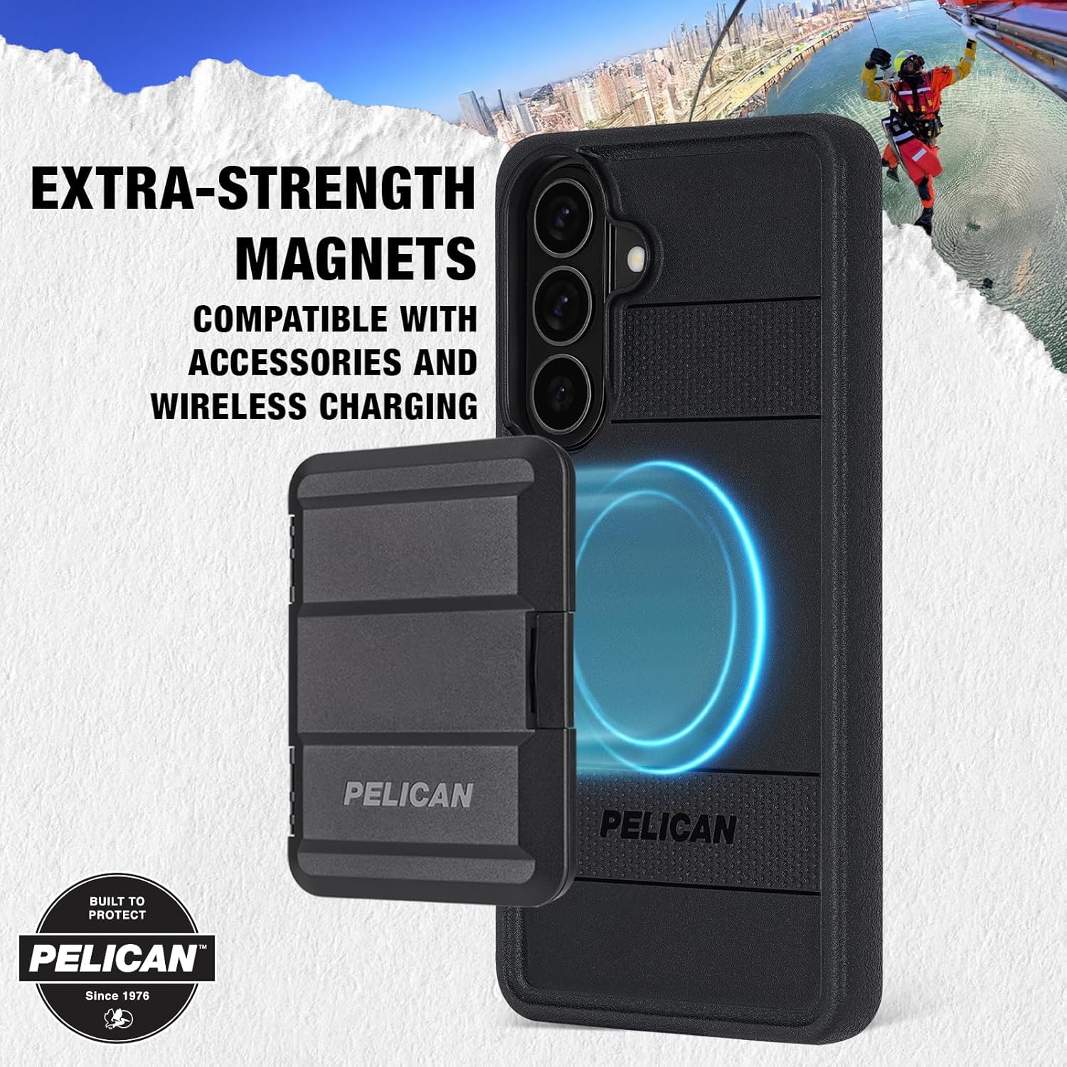 Pelican Protector Samsung Galaxy S26 Plus Case [Magnetic and Wireless Charging] Rugged Phone Cover with 16ft Military-Grade Drop Protection - Heavy Duty Case for Samsung Galaxy S26 Plus 6.7" - Black