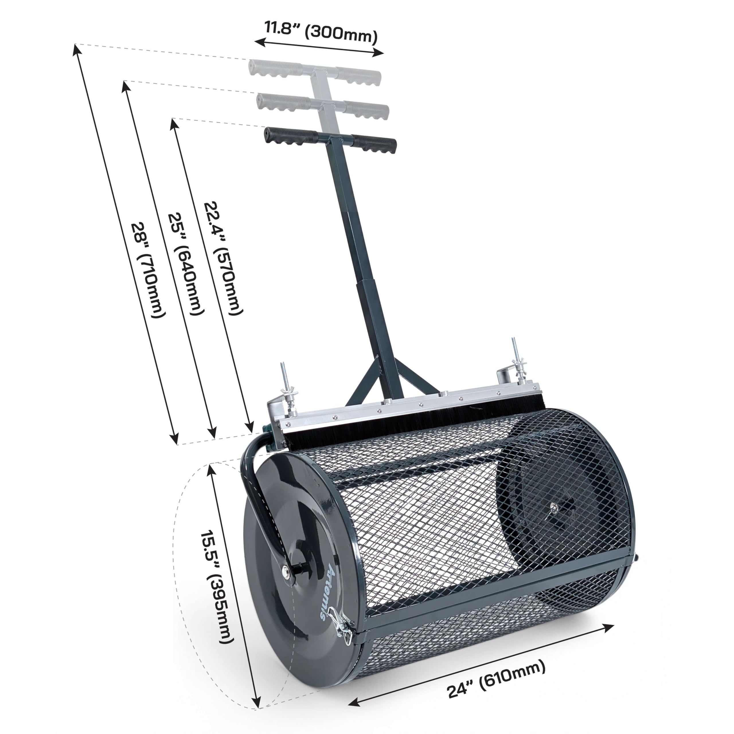 ARTEMIS Épandeur de compost UK de 61 cm - Robuste - Système d'espacement en maille unique - Fermetures latérales super solides