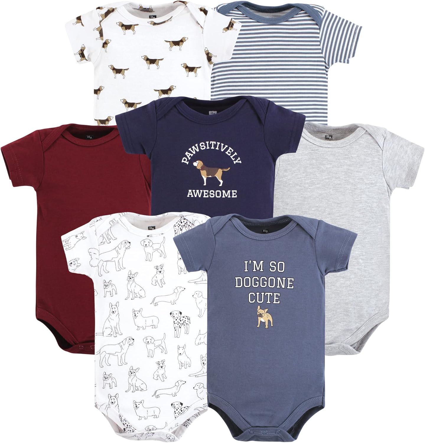 Hudson Baby Baby Boys' Cotton Bodysuits 7-pack