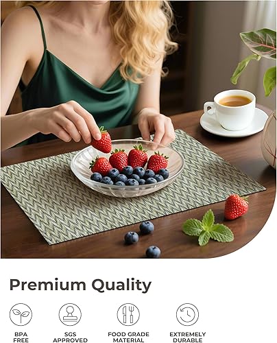 Miniatura 135 de Leetaltree - Manteles individuales, resistentes al calor, antideslizantes, para mesa de comedor, lavables, duraderos, tejido de PVC
