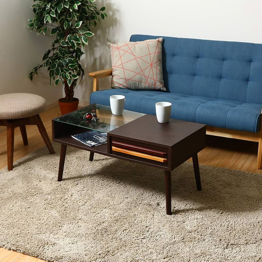 Amazon.co.jp: 不二貿易 ローテーブル ガラステーブル 幅80