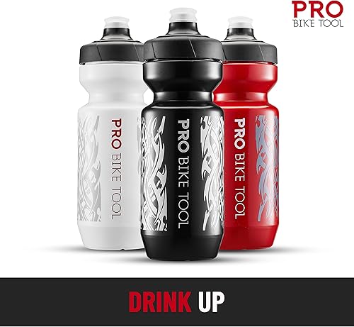 Miniatura 7 de PRO BIKE TOOL Botella de agua para bicicleta, 18.6 fl oz, 19 onzas, para todo tipo de fitness y ciclismo, boquilla de silicona suave, válvula de