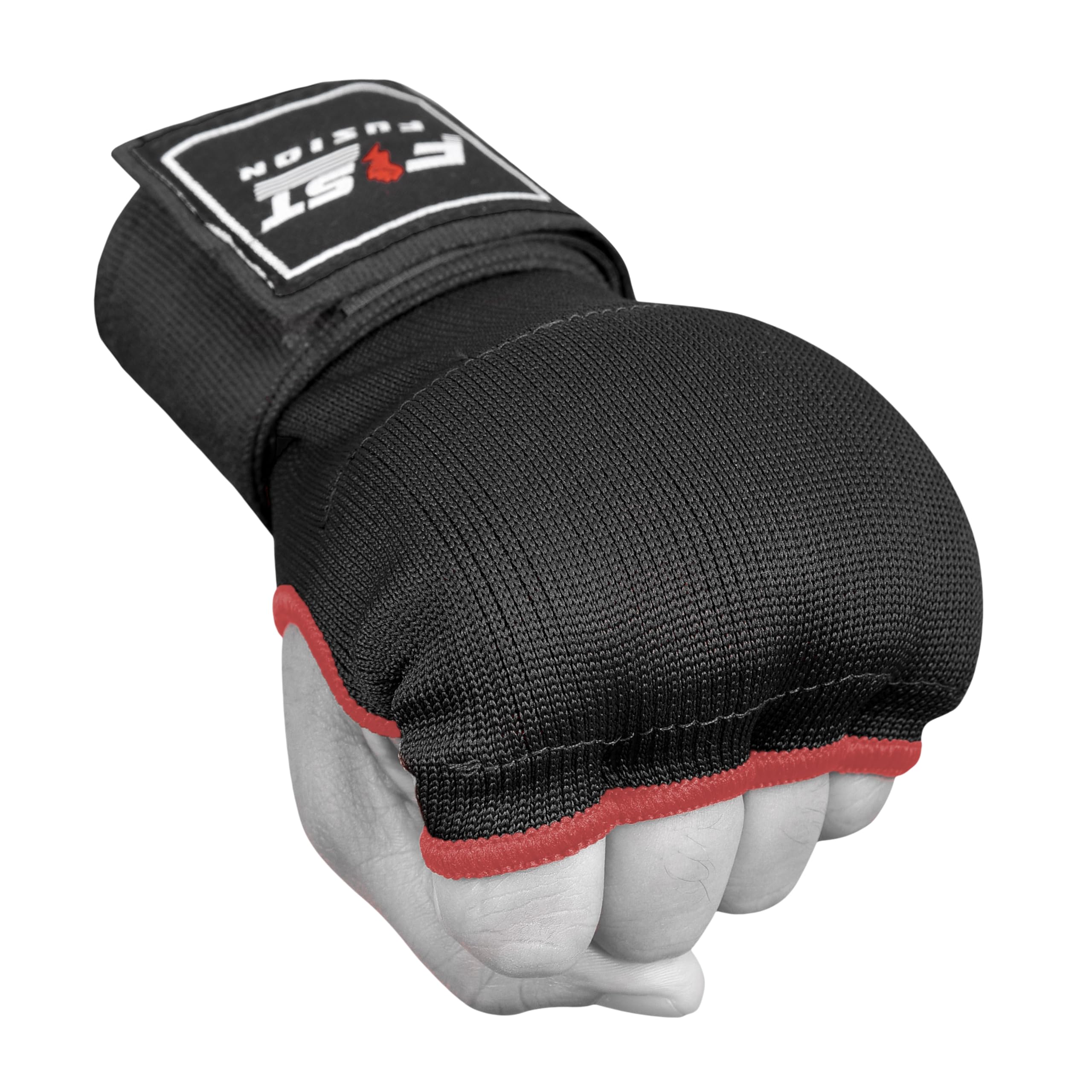 Fist Fusion Boxing Inner Gloves Cotton Cloth Stretchable Gel Padded Boxing Kickboxing MMA Training Gloves Long Wrist Hand and Wrist Support Lightweight Gloves (Black, Small/Medium)