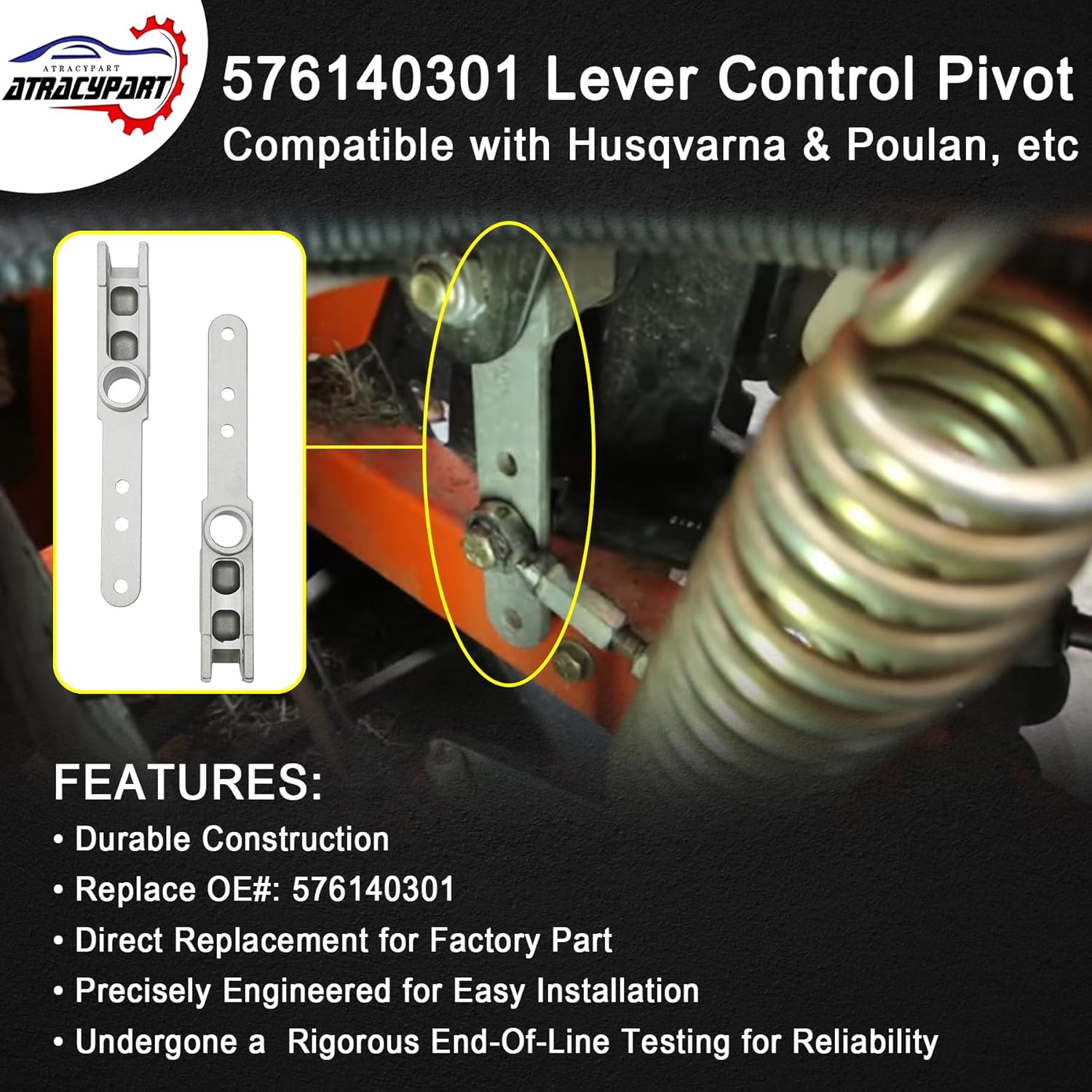 ATRACYPART 576140301 Lever Control Pivot Lawn Mower Tractor Part Steering 2 Pack, Compatible with Husqvarna Poulan