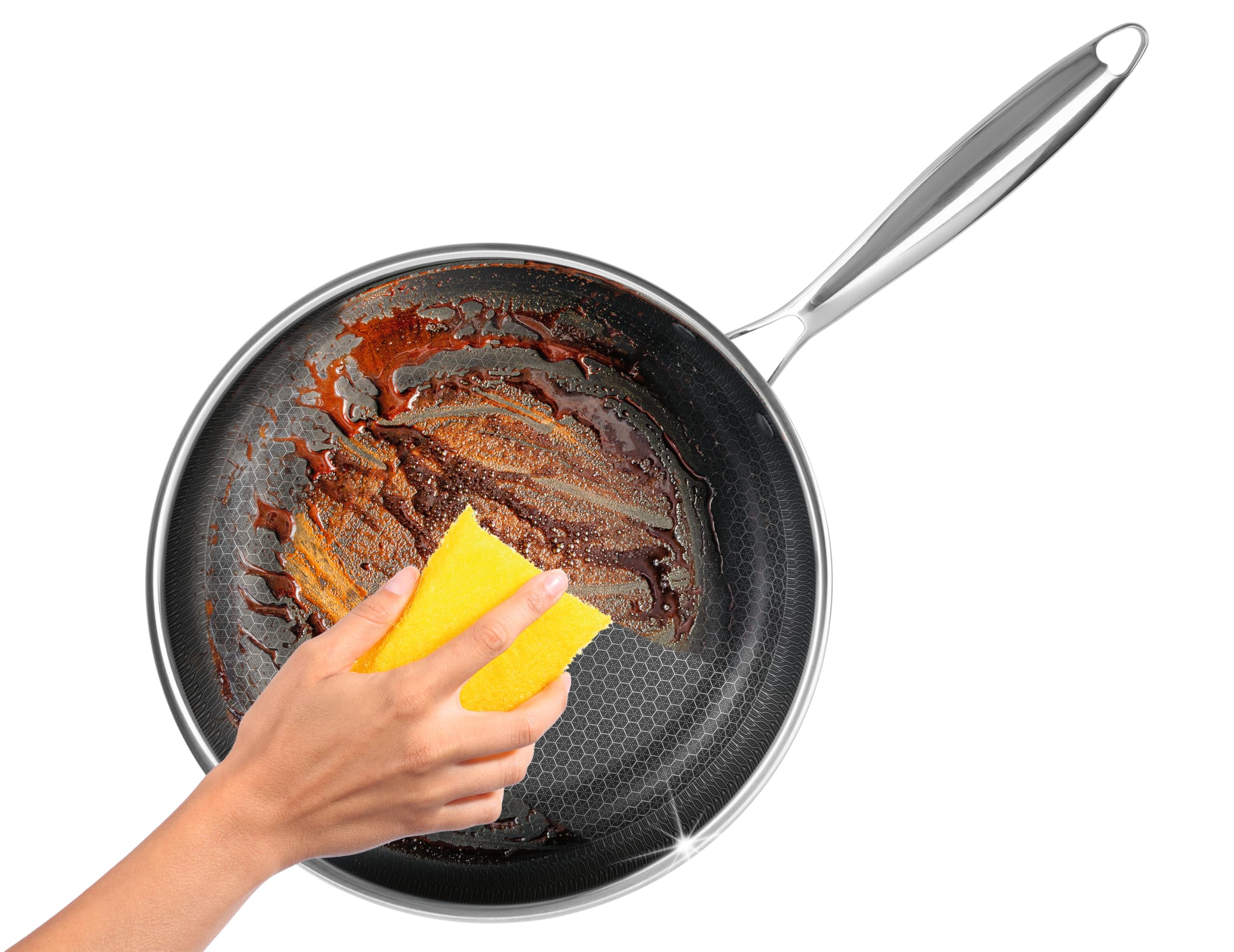 Kochwerk Rachs, padella con struttura a nido d'ape, diametro 24, padella in acciaio inox con rivestimento antiaderente e bordo alto, adatta per tutti i piani cottura, antigraffio e resistente al forno