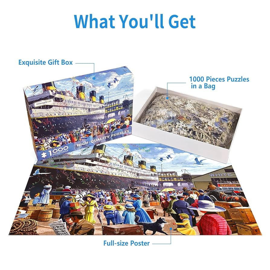 TITANIC パズル Amazon.com: EuroGraphics Titanic White Star Line 1000 Piece