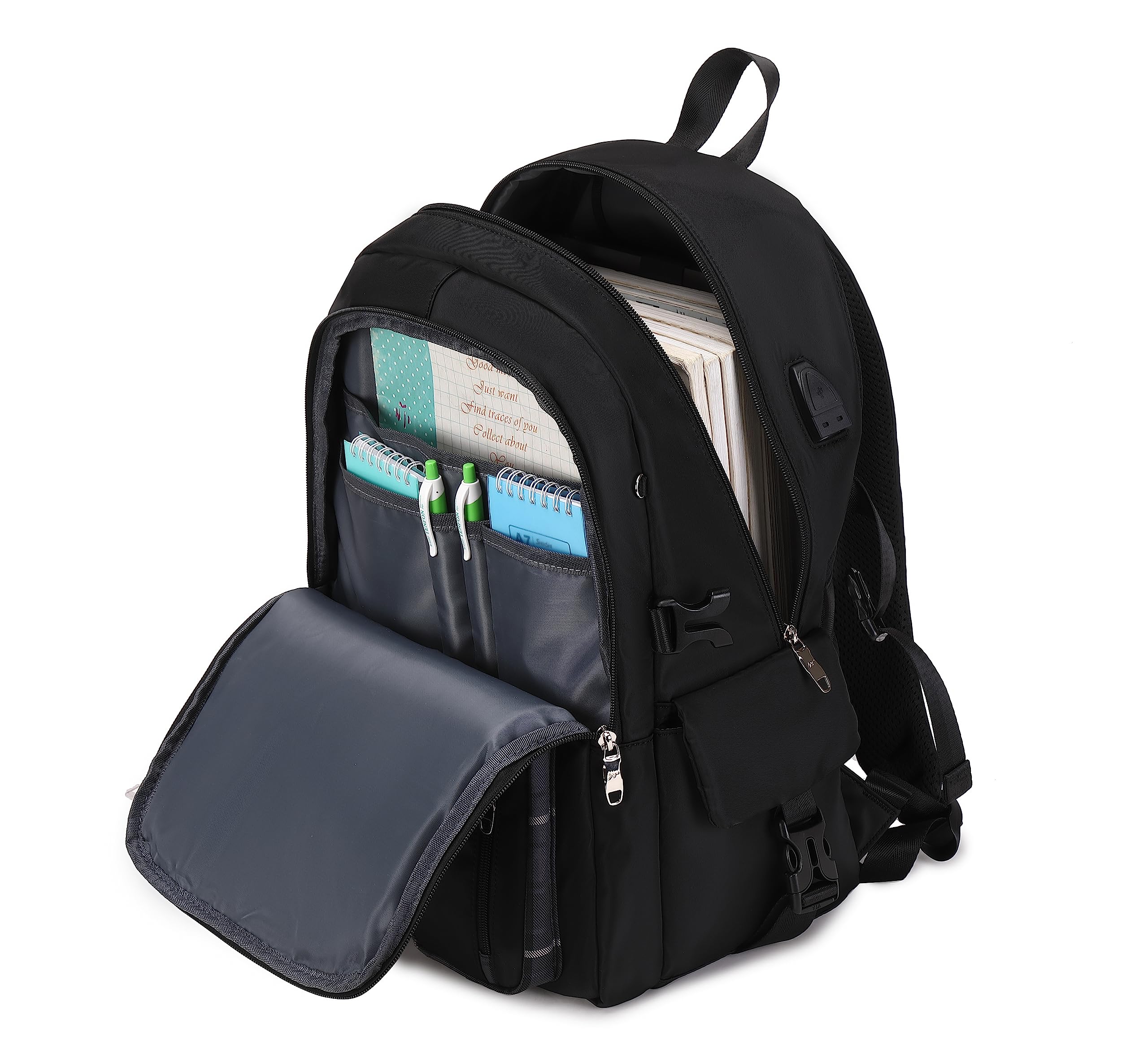 Joymoze Frauen Mode Reise-Rucksack Satz geräumig Laptop Rucksack Satz lässig Daypack für Mädchen Schwarz