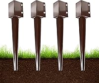 Vista 13 de ARIFARO Anclaje para poste de valla de 24 pulgadas Punta de tierra de acero resistente recubierto de polvo negro Estacas para poste de 4x4 pulgadas