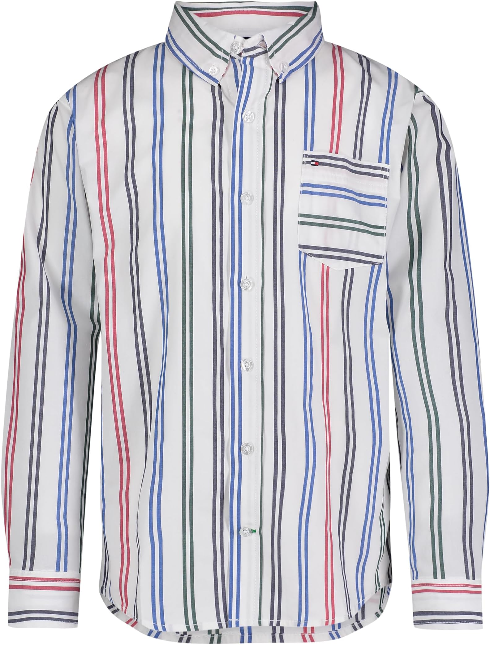 Tommy Hilfiger Boys Oxford Long Sleeve Dress Shirt, Collared Button-Down with Chest Pocket, Regular Fit