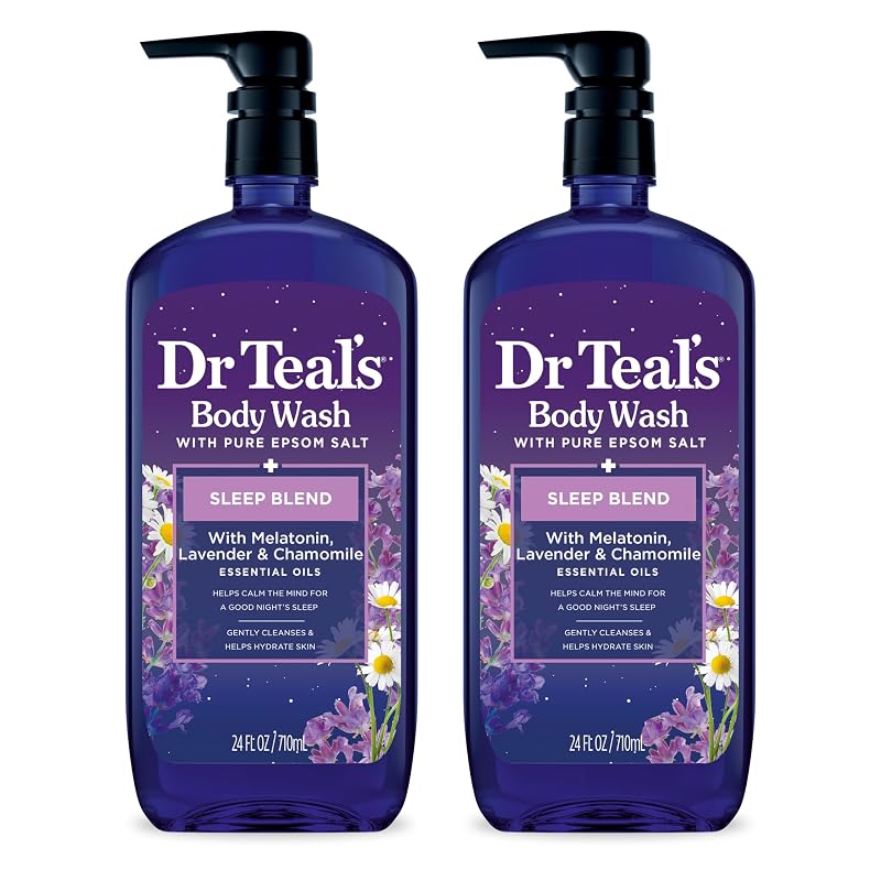 Sabonete líquido corporal Dr Teal's com sal de Epsom, melatonina, lavanda e camomila, 720 mL, pacote com 2