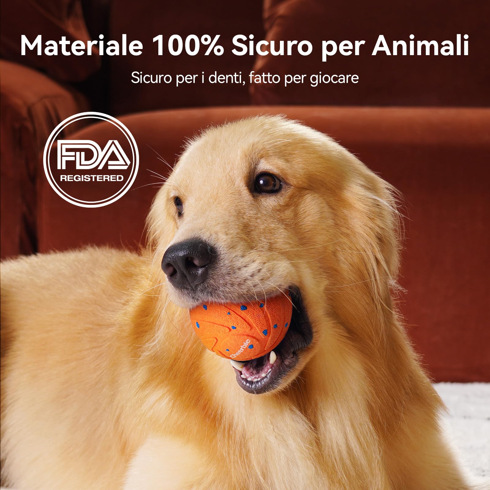Cheerble Palla Interattiva per Cani - Wicked Ball Air Self Moving Dog Ball con 3 Modalità Interattive, Giocattolo Intelligente per Cani, Regalo di Compleanno con Luci a LED, Arancione