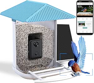 Yukhsin AI Smart Bird Feeder with Camera Solar Powered - 1080P HD Camera for Bird Watching Auto-Identifies 11,000+ Birds, 128GB Micro SD Card Included, Real-Time Viewing, 30 Days Free Cloud Storage