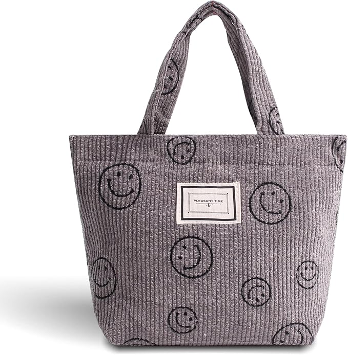 Corduroy Smiley Lunch Bag for Girls Lunch Box Insulated