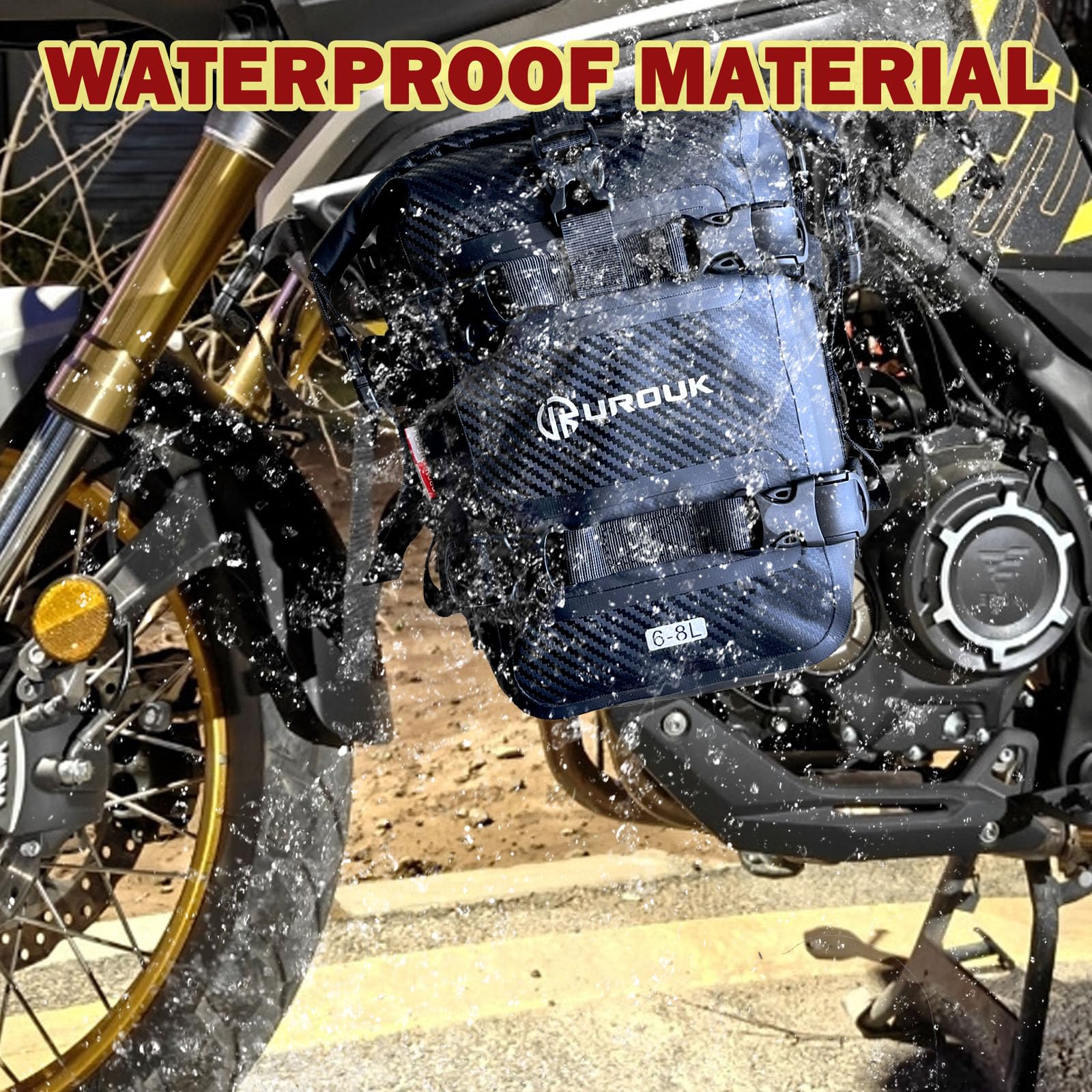 6–8L wasserdichte Motorrad Sturzbügel Tasche mit Schultergurt – Motorrad Seitentasche Robuste PVC-Aufbewahrung für Front, Seitenrahmen & Heck