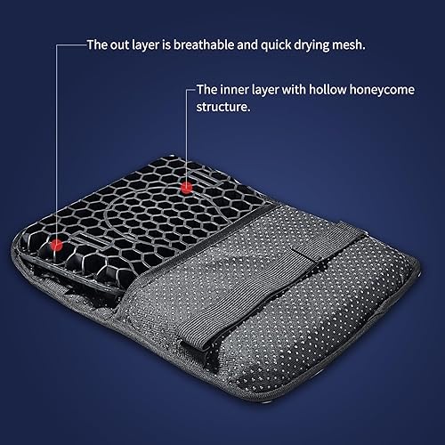 Miniatura 2 de Cojín plegable para asiento de motocicleta de pasajero, gel de alta elasticidad 3D panal cómodo transpirable absorción de golpes para asiento de