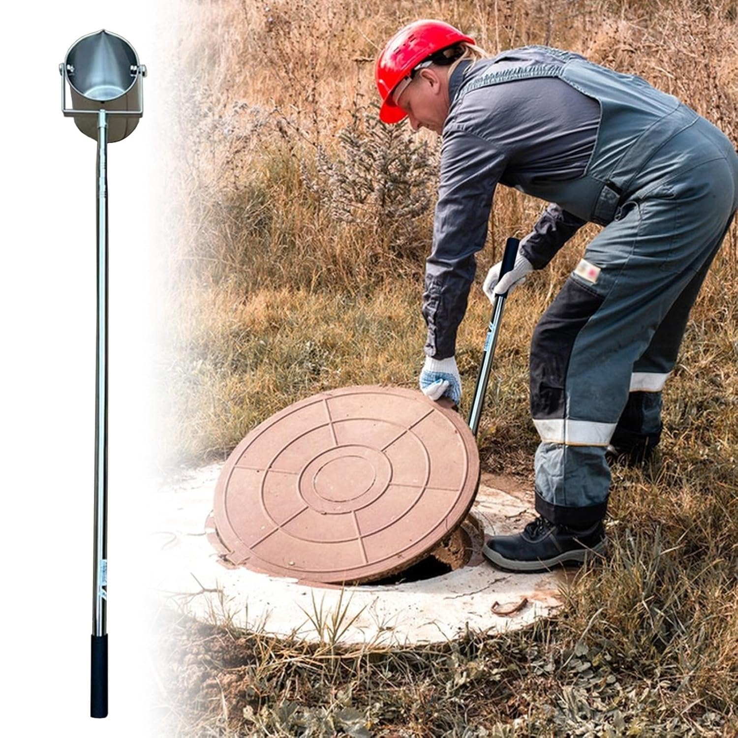 Tige d'échantillonnage d'eau télescopique en inox 1000 ML de 1,5 à 7,1 m pour lac