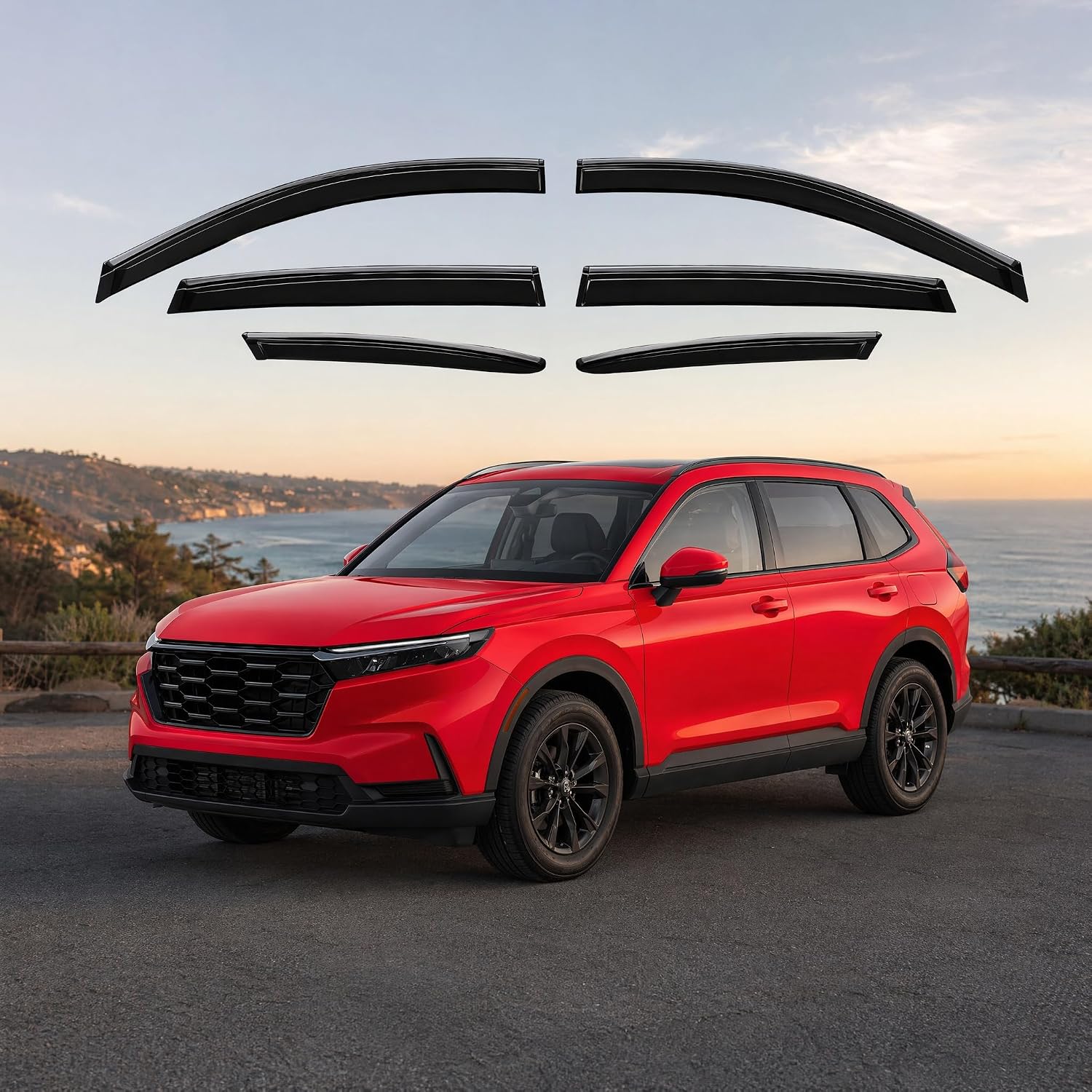 Shatterproof Out-Channel Window Deflectors for Honda CR-V (CRV) 2023-2026 Rain Guards Window Visors for Cars Vent Car Accessories 6 pcs(for CRV 23-26 6-Piece Chrome)