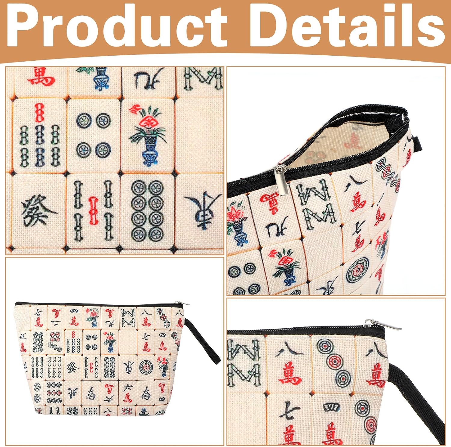 Sibba Cute Small Cosmetic Bag Gifts Mini Makeup Bags Mahjong Bag Travel Toiletry Bags Mahjong Gifts for Mah Jong Lover Player Birthday Party Favors
