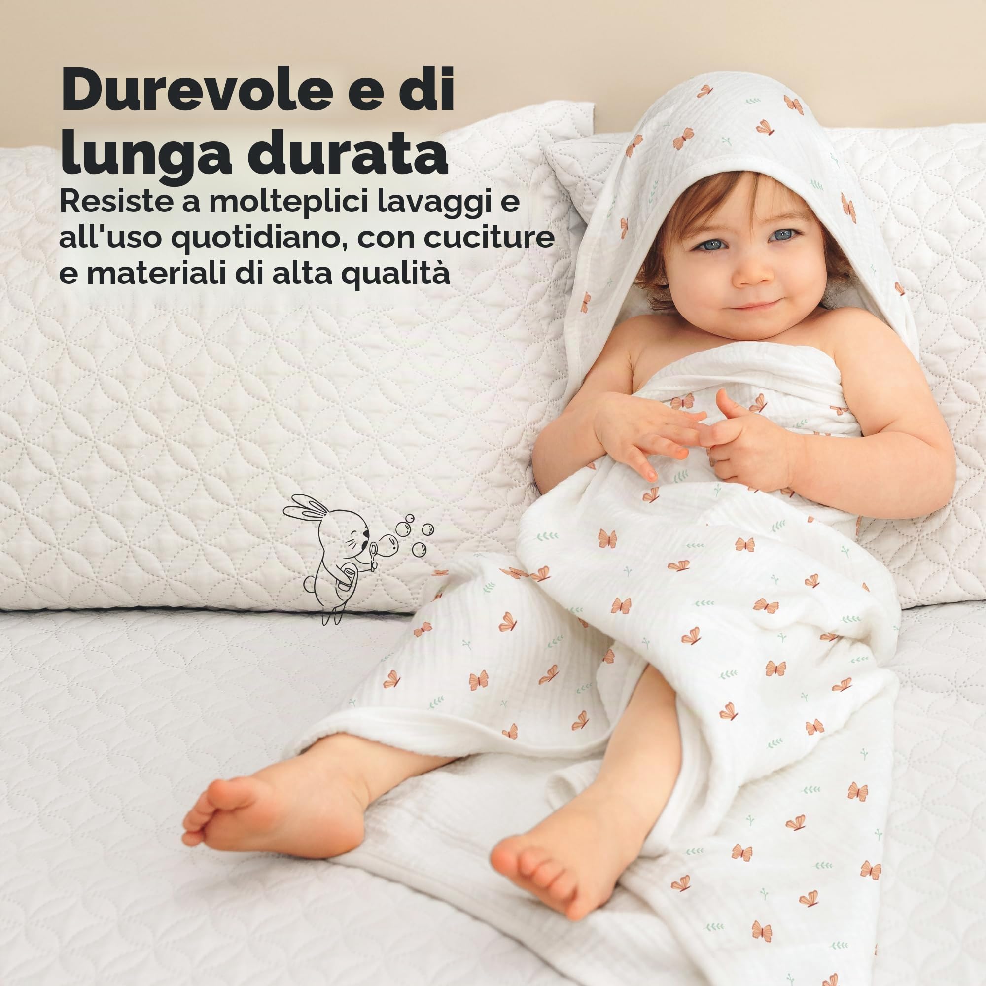 KeaBabies asciugamano in mussola con cappuccio per bambine e bambini - asciugamano con cappuccio in 100% cotone biologico per neonati e bambini, morbido e assorbente con cappuccio (Monarch)