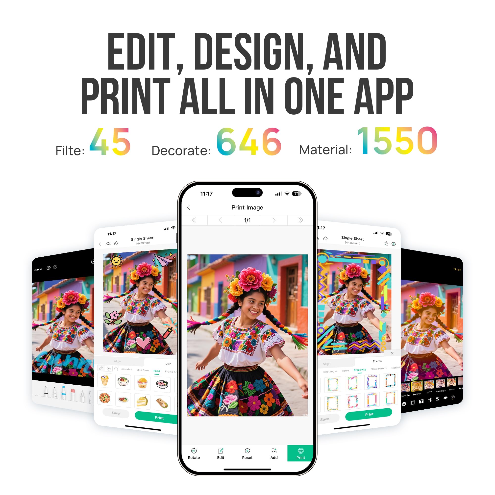 Nelko Nelko Photo Printer, PP01 Color Portable Mini Photo Printer, Instant Smartphone Inkjet Sticker Printer, Sticky-Back Photos, for iOS & Android, Picture Printer for Christmas, Fun Editing App, White in use
