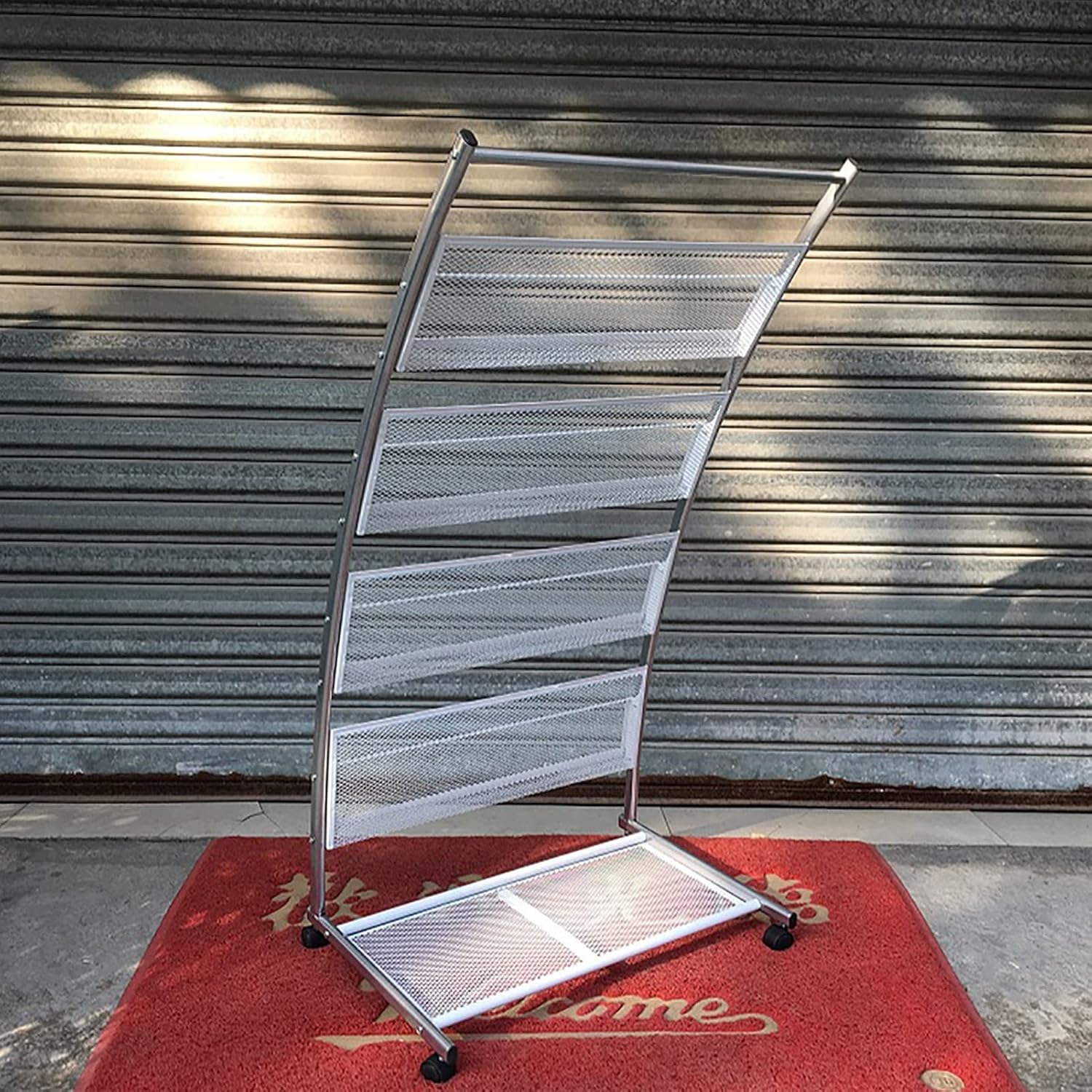 Magazine Rack FloorStanding Magazine Rack Wheels, 113 Cm