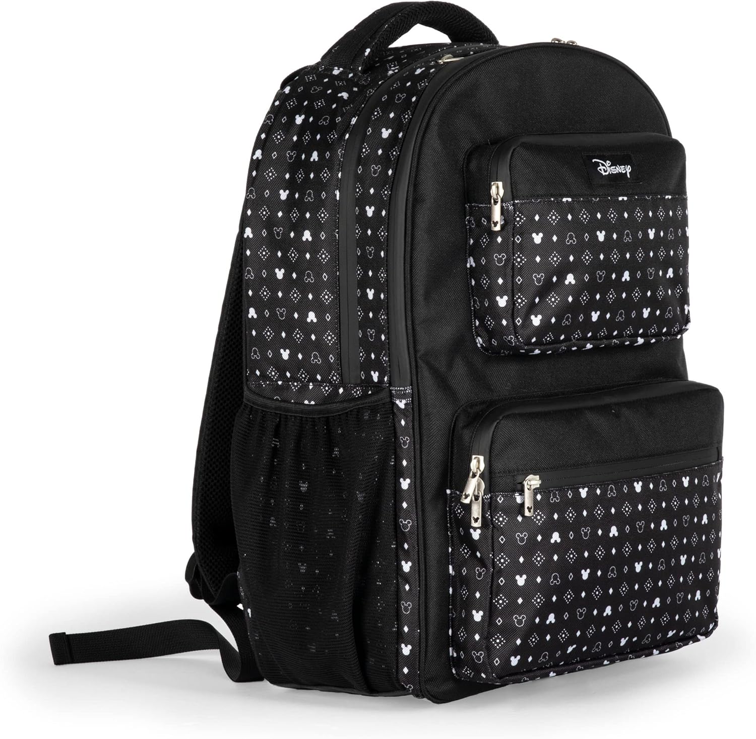 PICNIC TIME Disney Classic Mickey Mouse Park Tripper Day Bag, Cooler Backpack, Soft Cooler Backpack, Insulated Lunch Bag, Disneyland & Disney World Backpack, (Black with White Pattern)