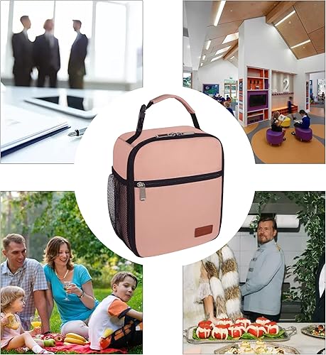 Miniatura 75 de Lonchera para hombres, mujeres y adultos, pequeña bolsa de almuerzo para oficina, trabajo, picnic, lonchera portátil reutilizable, color negro Negro