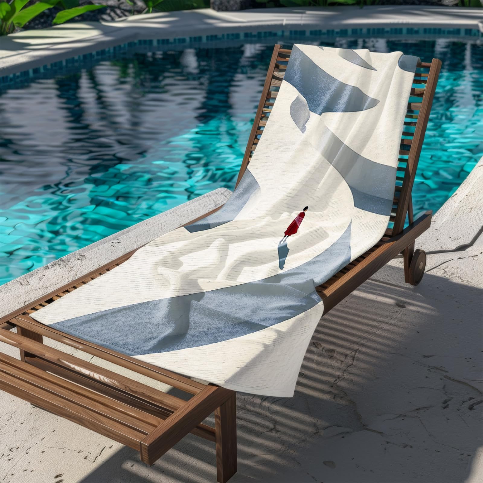 Générique Serviette Microfibre Plage Personne Rouge avec Motif Beige