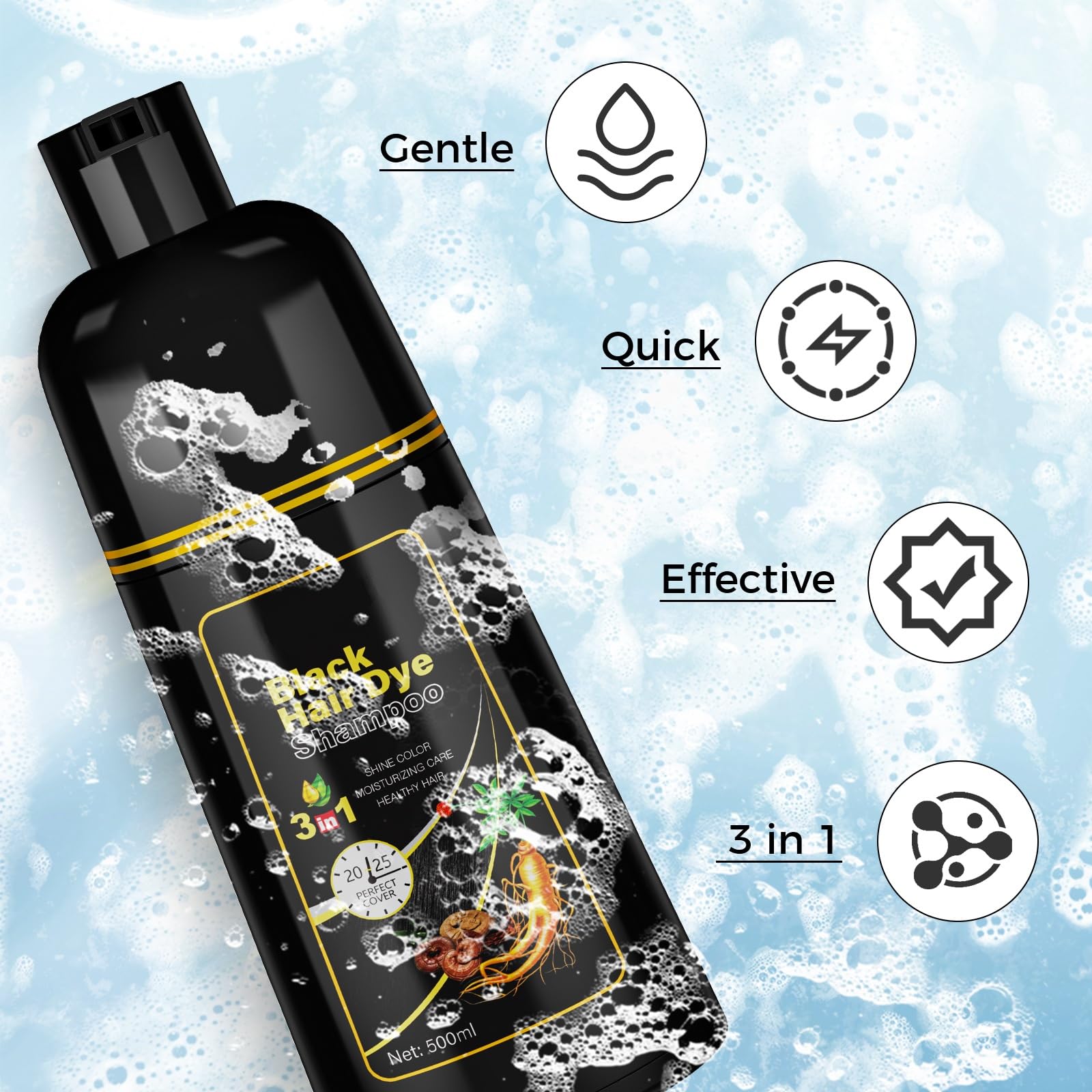 Amazon.com : JUANCHI Black Hair Dye Shampoo 3 in1, Black Shampoo