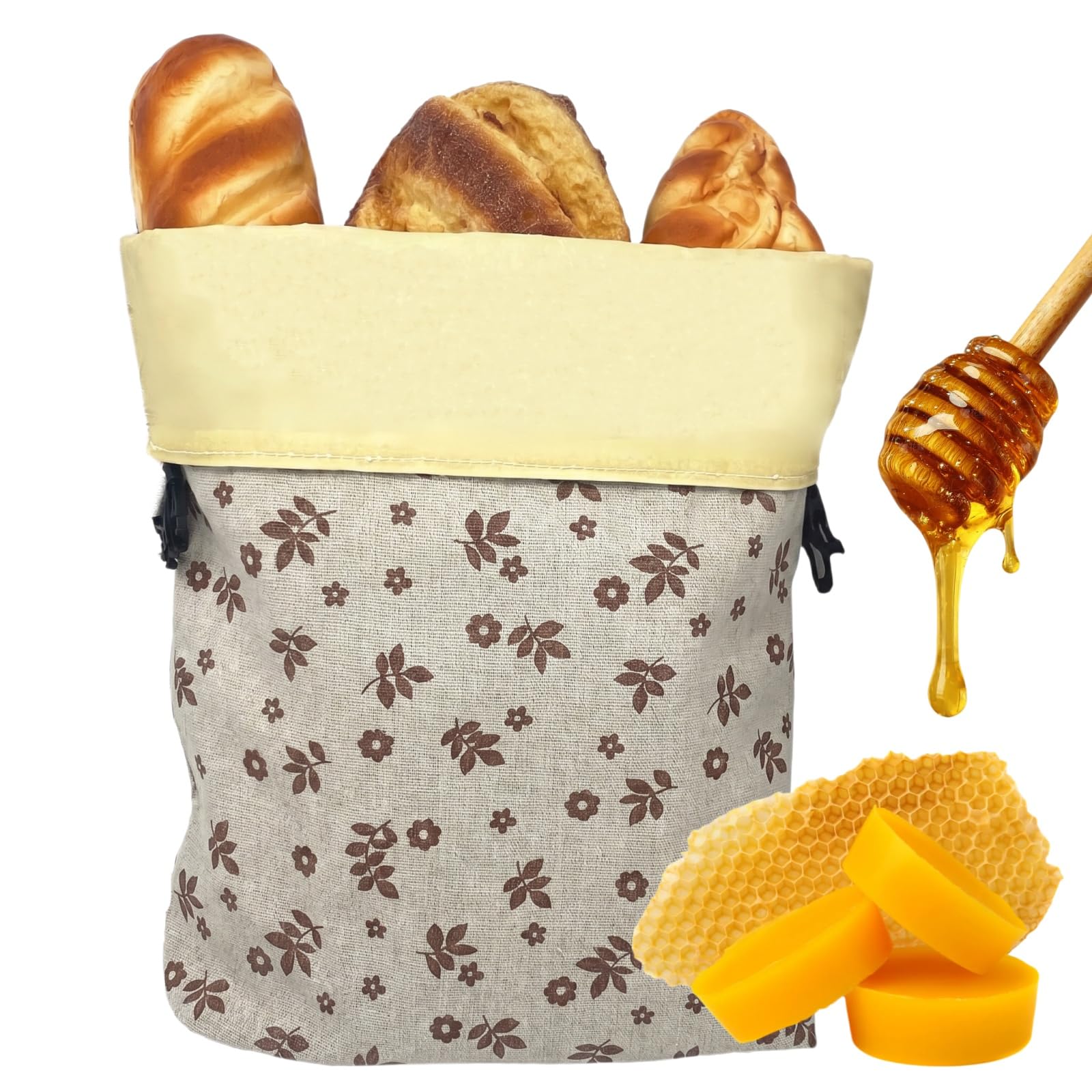biorito sacchetti pane cera d'api, Sacchetti per il Pane in Cotone Biologico e Cera d’Api Naturale 43x33 cm 1 Pezzi Sacchetto Pane Riutilizzabile Traspirante per Pane Artigianale