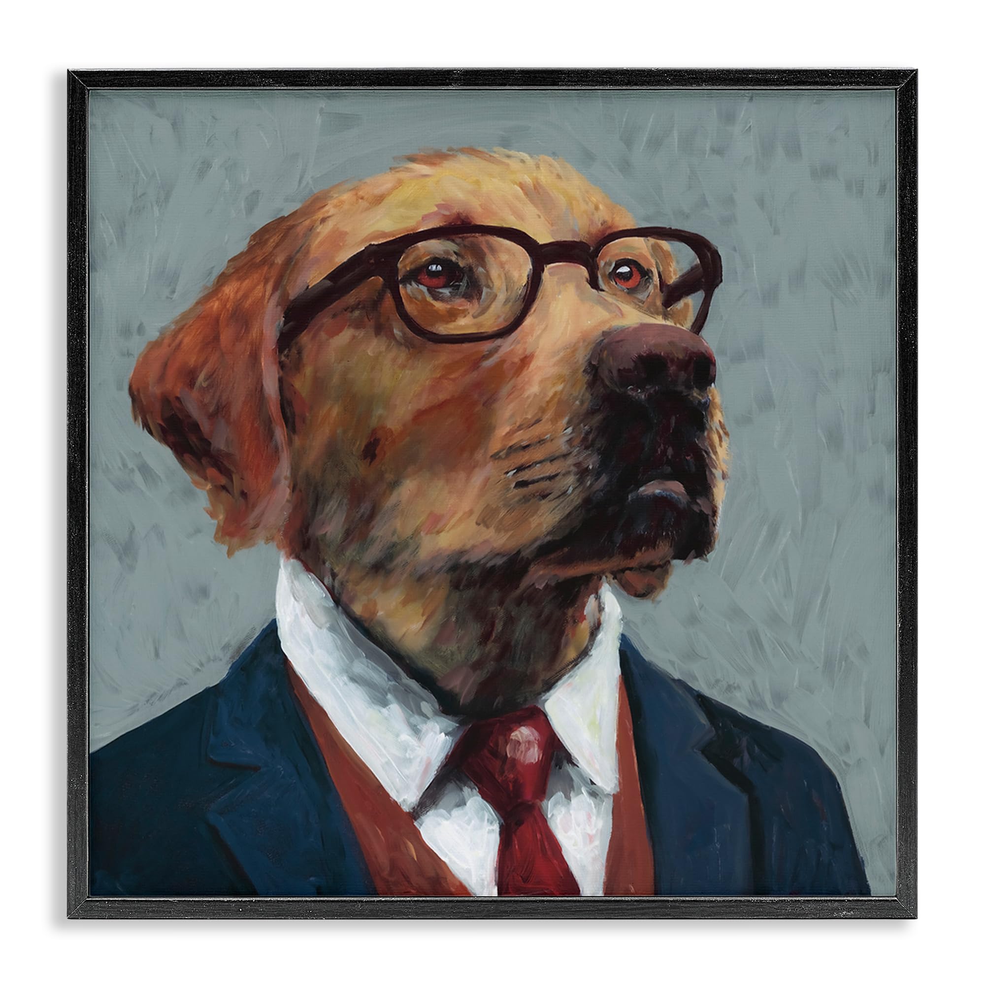 Stupell Industries 'Bark Kent Portrait', Framed Giclee Art, Black, 24 x 24 Inches, Easy to Hang and Sturdy, Made in USA, by Studio Bautista