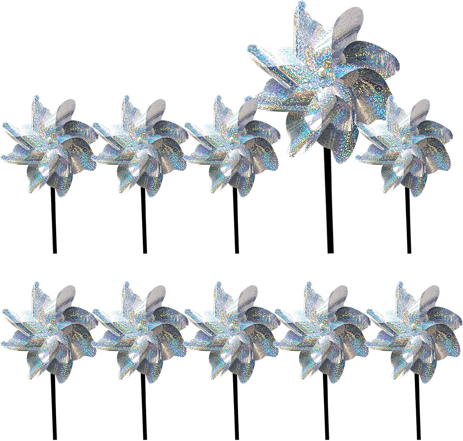 QCUTEP Reflective Pinwheels,Bird Blinder Repellent PinWheels 10Pack