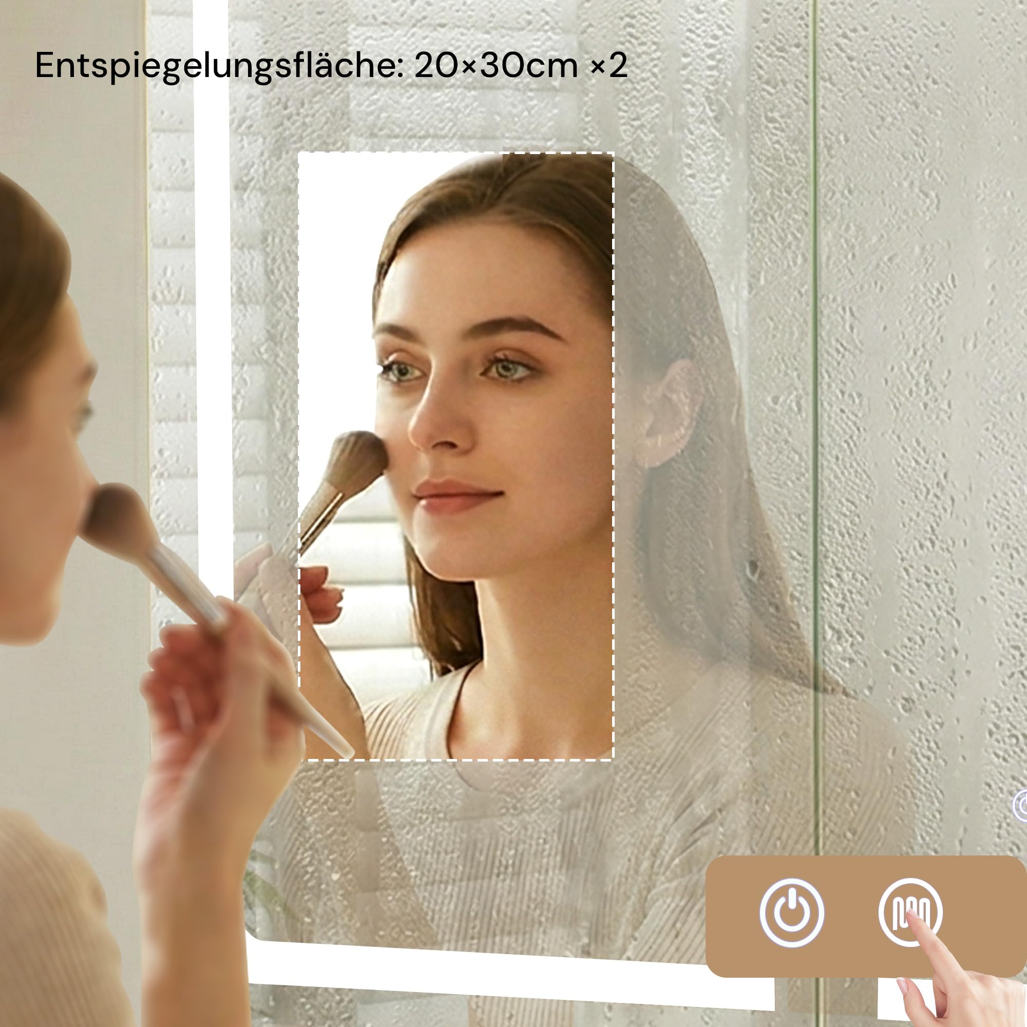 CLIPOP Spiegelschrank Bad mit Beleuchtung,Badezimmer spiegelschrank mit Spiegel und Steckdose, Entfogging-Funktion, badezimmerschrank mit 2 Türen, 80cm Breite,Öffnung für Taschentuchboxen,Schwarz