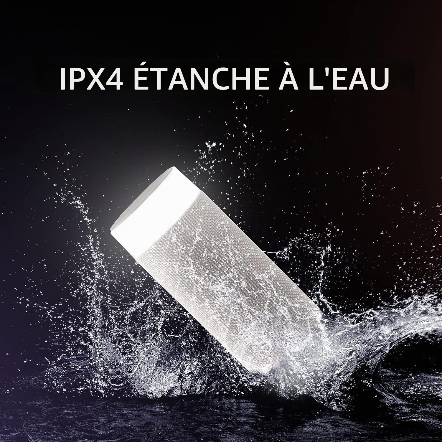 Enceinte d'extérieur sans fil avec 10 heures de lecture – Étanchéité IP66, résistante à la poussière, aux intempéries – Haut-parleur Bluetooth avec lumières LED et hauteur réglable pour une