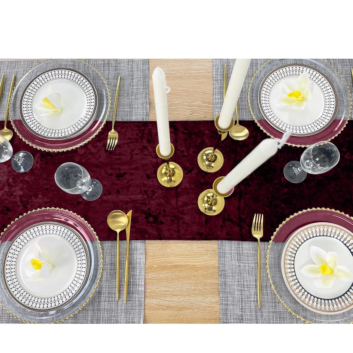 Elegant Event Essentials, Crushed Velvet Party Long Table Runner, for Spring Party Wedding, Reception, Banquet - Image 2