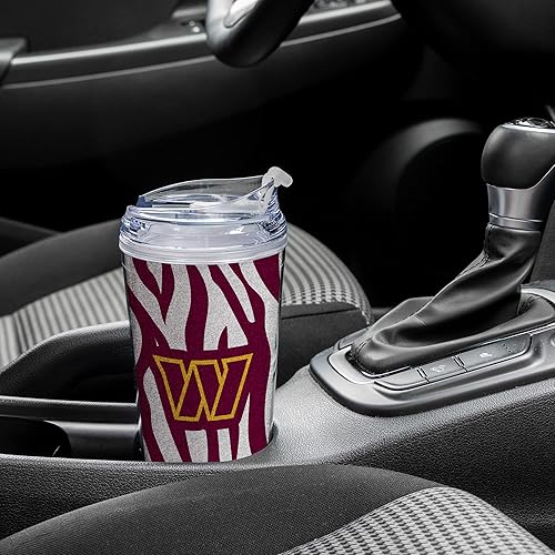 Miniatura 213 de Rico Industries NFL - Vaso de purpurina acrílica de 24 onzas con tapa con bisagras, vaso de doble pared con licencia oficial y popote Tie Dye