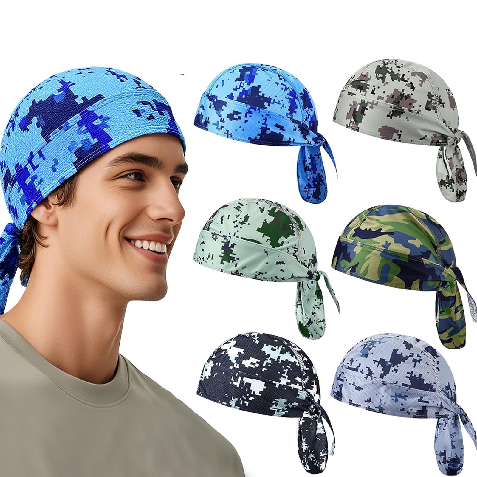Barelove 6Pcs Do Rag Skull Caps for Men Breathable Cooling Doo Rags Hat Helmet Linner Beanie Cycling Motorcycle