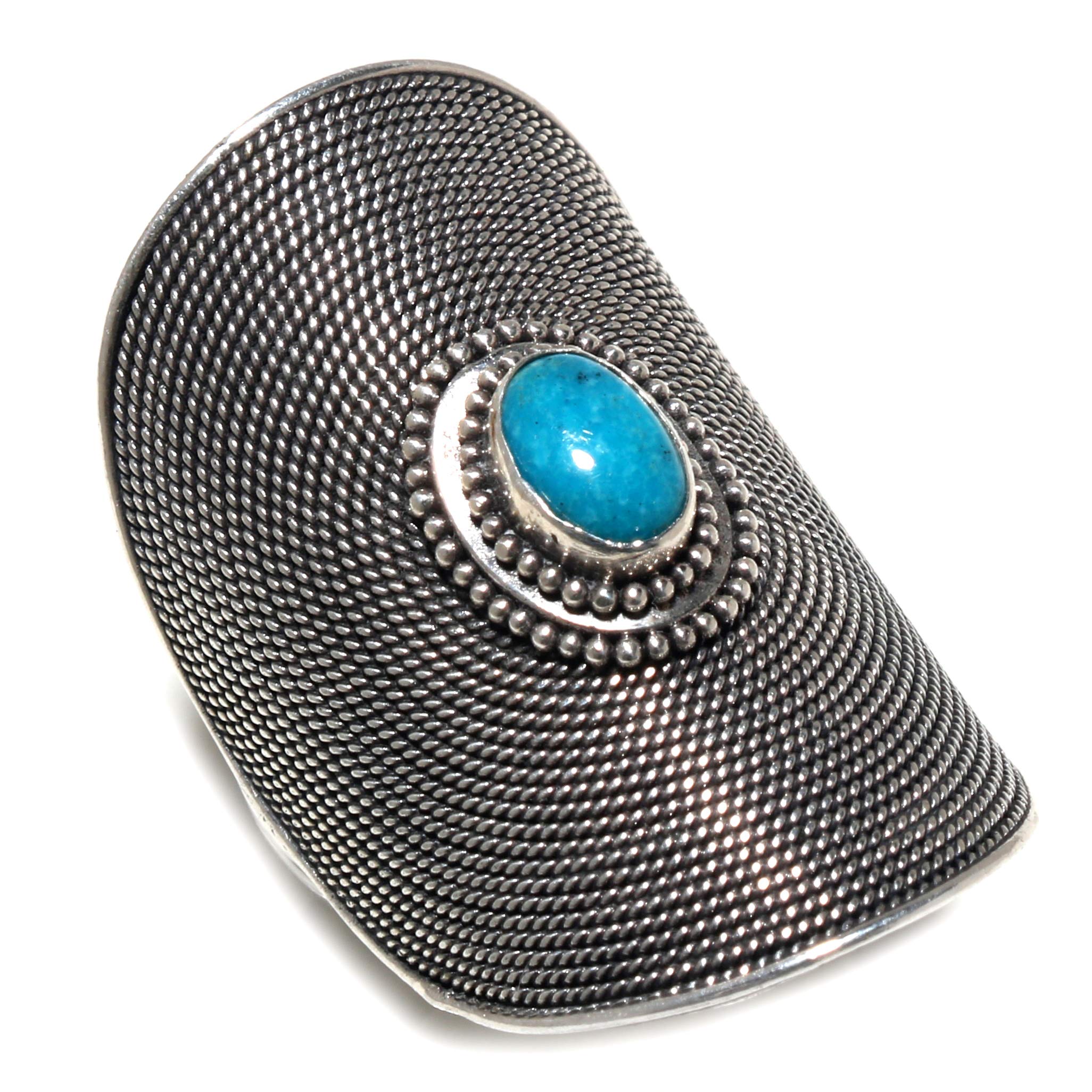 – Contemporary Design Oxidized Finish Handmade 925 Sterling Silver Designer Statement Ring for Women, Natural Turquoise Gemstone Unique Boho Style Cocktail Ring Jewelry by Artisan