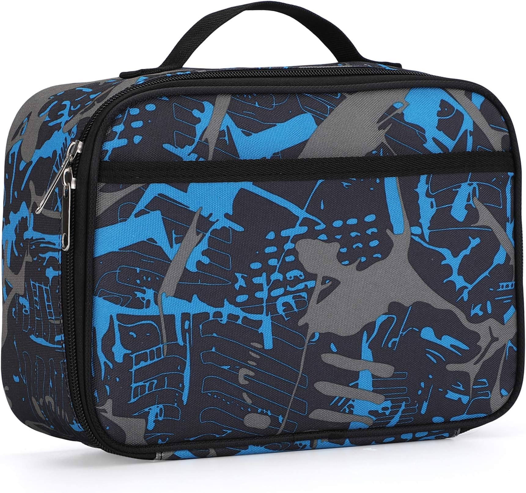 rickyh style Lunch Box with Padded Liner, Spacious Insulated Lunch Bag Durable Thermal Lunch Cooler Pack with Strap for Men Women Boys Girls Adults School Sports Beach Picnic Work Camp,2 Pocket