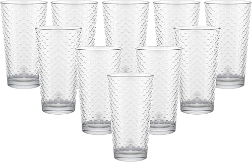 Vista 7 de Circleware Hill Street - Juego enorme de 10 vasos altos para beber, 15.75 onzas, vasos de base pesada para agua, cerveza, jugo, bar, decoración